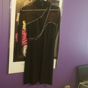 Carabella Sheer Rhinestone Wave Party Dress M NEW